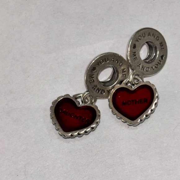 💛 Pandora Sterling Silver Piece of My Heart mother and   Daughter Charm - Picture 3 of 5